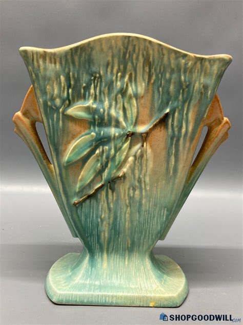 Roseville Art Pottery Peach Blue Green Moss Vintage 778 7 Vase Has