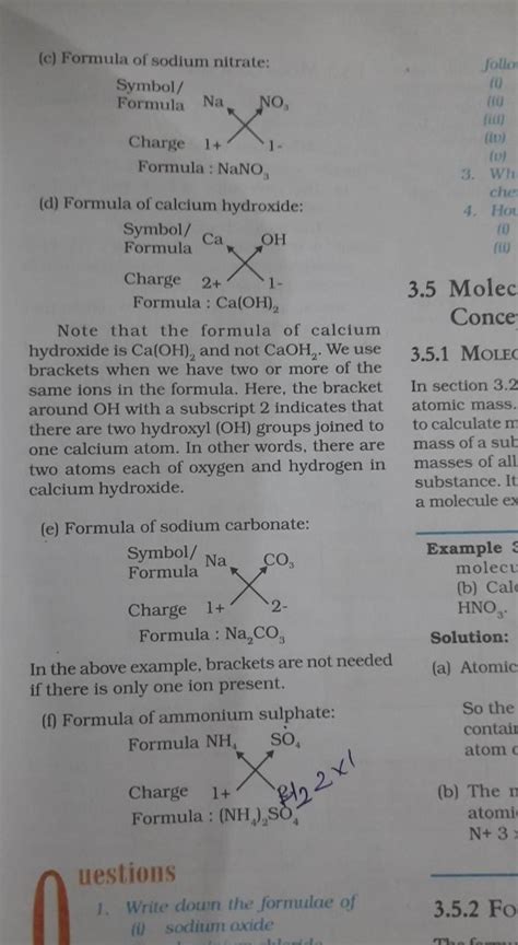 (c) Formula of sodium nitrate: Symbol/ Formula : NaNO3 (d) Formula of ca..