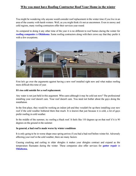 Why You Must Have Roofing Contractor Roof Your Home In The Winter By Fred Lydick Issuu