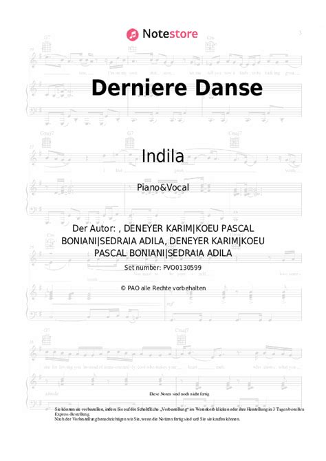 Derniere Danse Indila Noten Gesang Pdf Klavier Note Store De