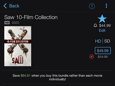 Saw 10 Film Collection $29.99 (match ATL) : r/iTunesMovieDeals