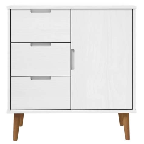 Buffet Bas Zerodis Blanc Bois Massif Style Scandinave Moderne