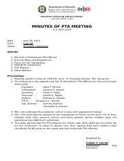 Minutes of PTA Meeting.docx - Department of Education Region X Division of Bukidnon KIBURIAO ...