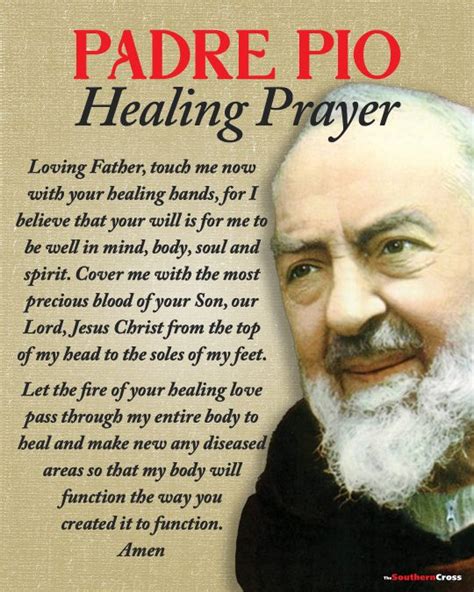 St Pio Of Pietrelcina Prayer For Healing The Southern Cross