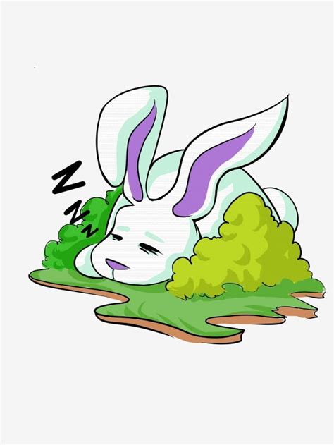 Cartoon Rabbit Sleeping Rabbit Grass Sleeping Png Cartoon Rabbit