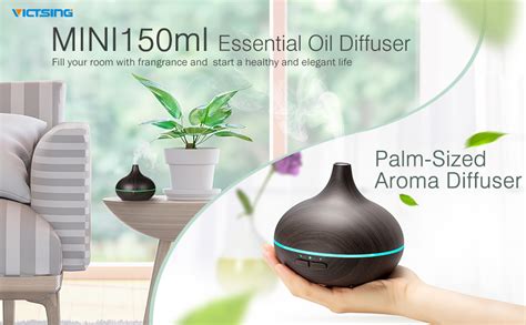 Victsing Mini Essential Oil Diffuser 150ml Bpa Free Wood Grain