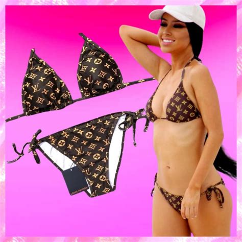 Designer Bikini Set In Brown Louis Vuitton Bikini