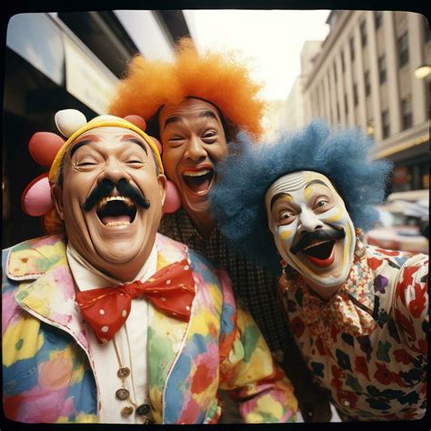 Clowns Smiling Silly And Colorful Entertainers Stock Photo At