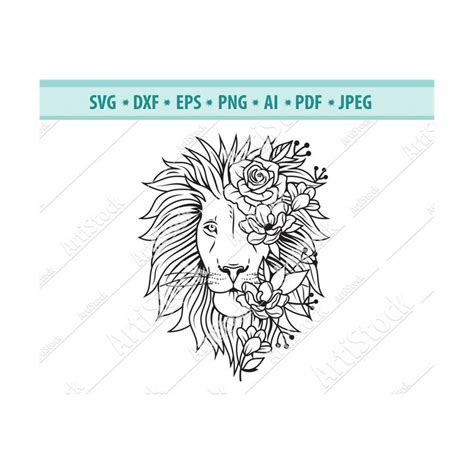 Lion Head SVG Lion Flower Svg Boho Lion Svg Wild Cat Svg Inspire