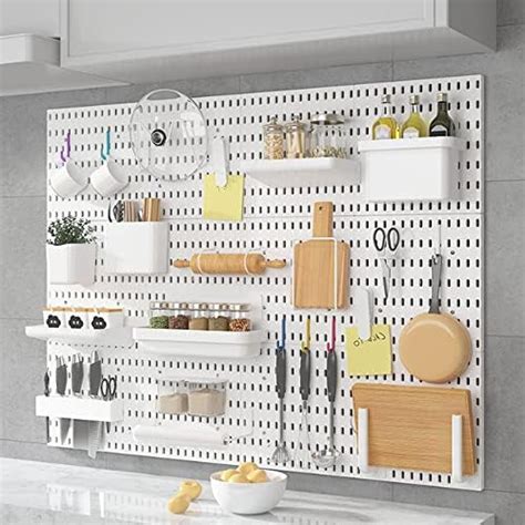 Gexmile Pegboard Wall Organiser Board White Plastic Pegboards Home And