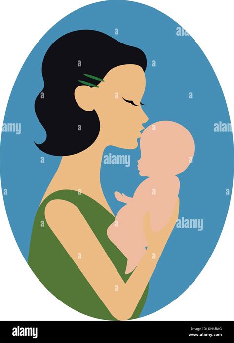 Mom kiss boy on cheek Stock Vector Images - Alamy