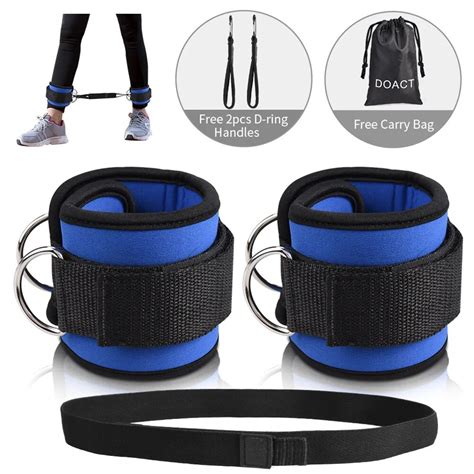 2PCS Fitness Adjustable D Ring Ankle Straps Foot Support Ankle