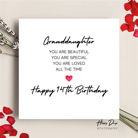 Granddaughter 14th Birthday Card Poem Birthday Card For Etsy