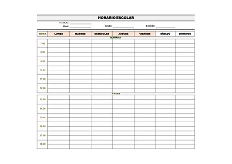 Plantilla Excel Para Horario Escolar Descarga Gratis