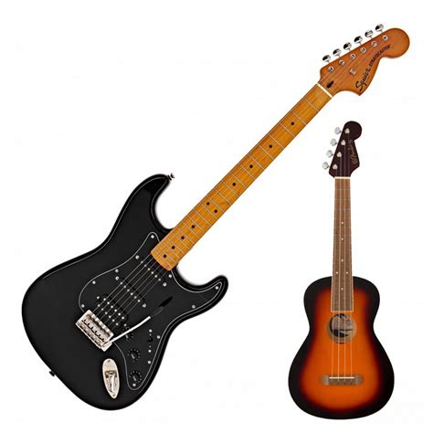 Squier Classic Vibe S Strat Hss Mn Zwart Met Gratis Fender Ukulele