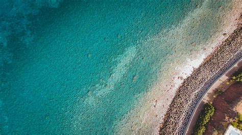 Aerial view of a beach and ocean · Free Stock Photo