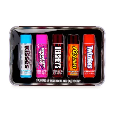 This Set Includes Five Flavored Lip Balms Twizzlers Reeses Hersheys Bubble Yum And Kisses