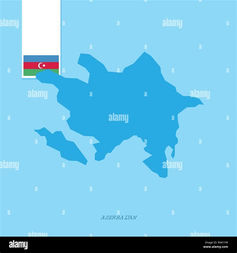 Azerbaijan Country Map With Flag Over Blue Background Stock Vector