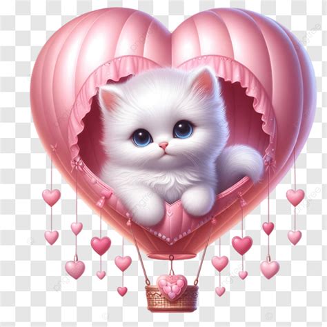 Kitten In Hot Air Balloon Cute Kitten Playful Cat PNG Transparent