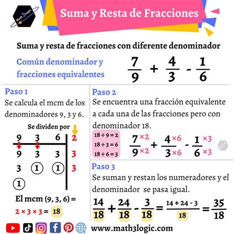 Suma Y Resta De Tres Fracciones Resta De Fracciones Paginas De