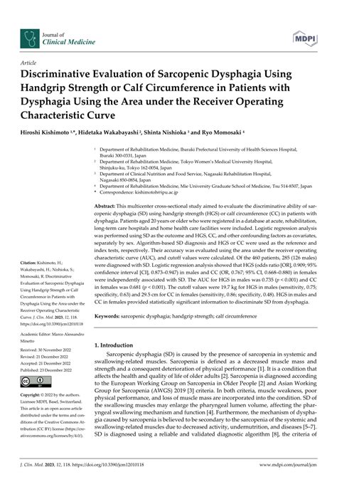 PDF Discriminative Evaluation Of Sarcopenic Dysphagia Using Handgrip