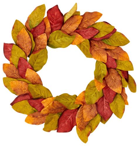 20 Multi Color Fall Artificial Magnolia Leaves Wreath Modern