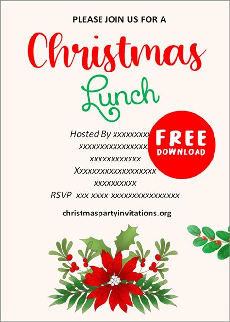 Free Printable Christmas Luncheon Invitations Templates – Christmas Invitations