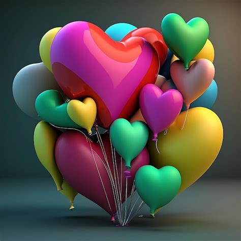 Premium Photo | Colorful heart shape balloons valentine's day celebration