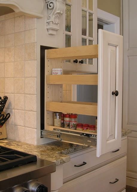 Pull Out Spice Rack Built Into Custom Wood Hood Open Classico