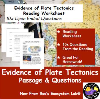 Evidence Of Plate Tectonics Reading Worksheet Editable Tpt