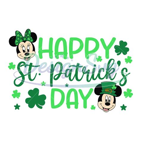 Happy St Patrick Day Green Clover Mickey Couple Svg Designsvg