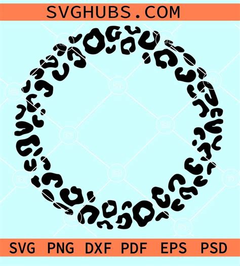 Leopard Print Circle Frame Svg Leopard Print Border Svg Decorative