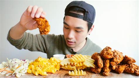 Tendies Waffle Fries Angry Mac And Cheese And Coleslaw Mukbang Youtube