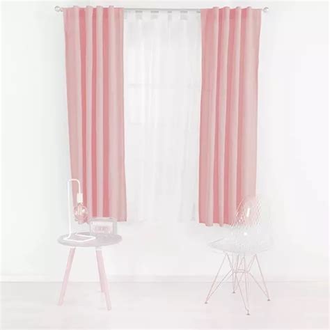 Juego De 2 Cortinas Cortas Viasoft Rosa 1 80m Vianney Color Rosa Claro