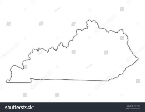 Kentucky Usa Outline Map Shadow Detailed Stock Illustration