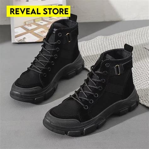 Jual Sepatu Sneakers Boots Wanita High Tinggi Casual Cewek Perempuan