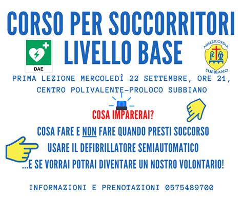 Corso Per Soccorritore Di Livello Base Settembre Misericordia