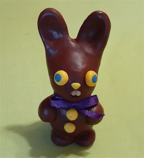 Handmade Clay Easter Spring Miniature Faux Chocolate Easter Bunny