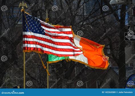 American And Irish Flags Stock Photo Image Of Green 142263580