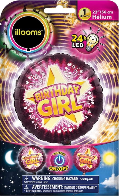 Illooms Led Light Up Foil Style Balloon Birthday Girl Amazon Co