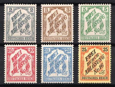 1905 German Empire, Germany, Official Stamps (Mi. 9 - 14, Full Set, CV ...