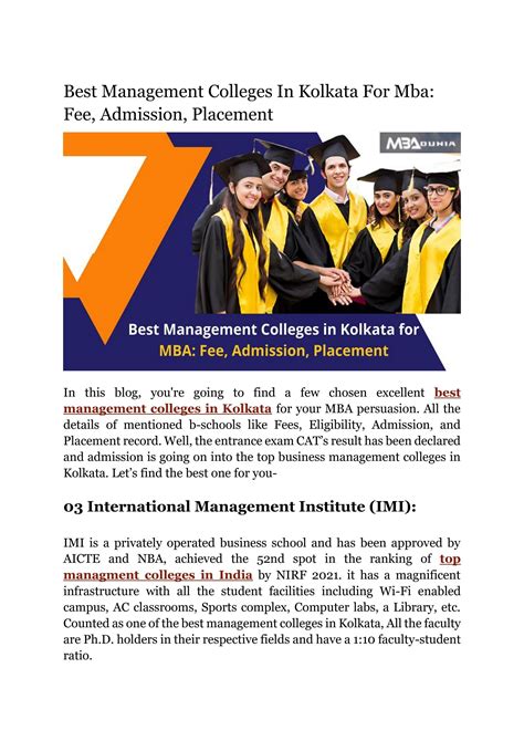 Best Management Colleges In Kolkata For Mba Fee Admission Placement