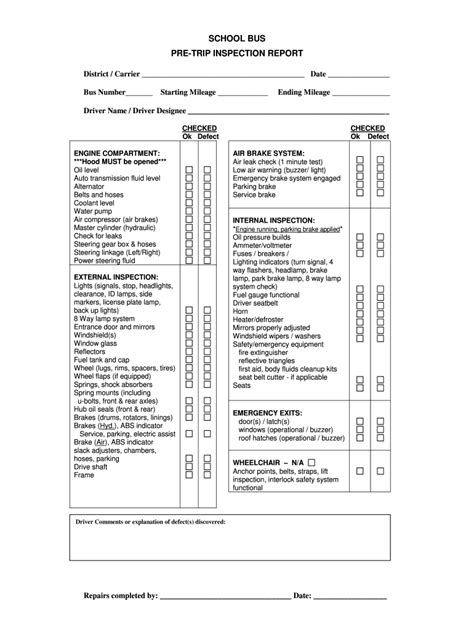 Free Printable Dot Pre Trip Inspection Form Printable Form Templates And Letter