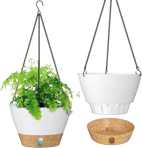 Amazon ZMTECH 2 Pack 10 Inch Hanging Planters With Visible Water