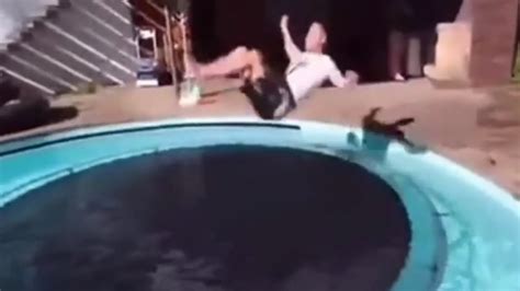 Trampoline Inside The Pool Try Not To Laugh 186 Youtube