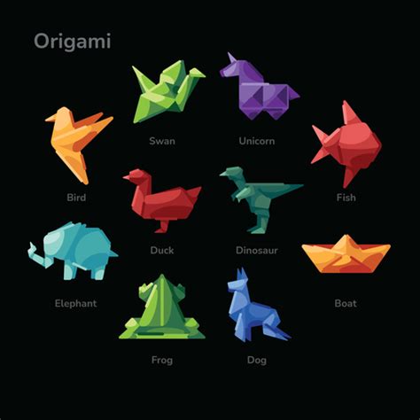 Origami Illustration Sets Vector Free Download