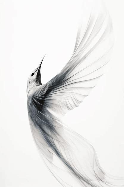 Premium AI Image | A white bird with a black tail and white feathers