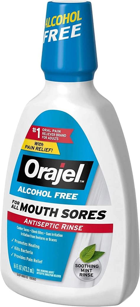 Orajel Alcohol Free Antiseptic Mouth Sore Rinse Fresh Mint 16 Oz Pack Of 2