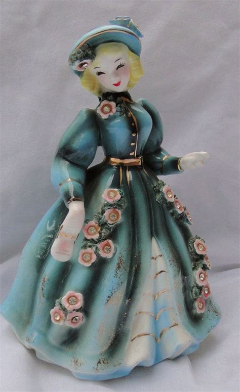 Vintage Porcelain Girl Figurine Lefton Geo Z Victorian Lady FREE