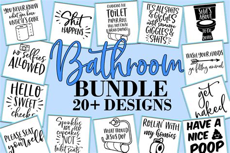 Funny Bathroom Quotes Bundle Graphic by freelingdesignhouse · Creative ...